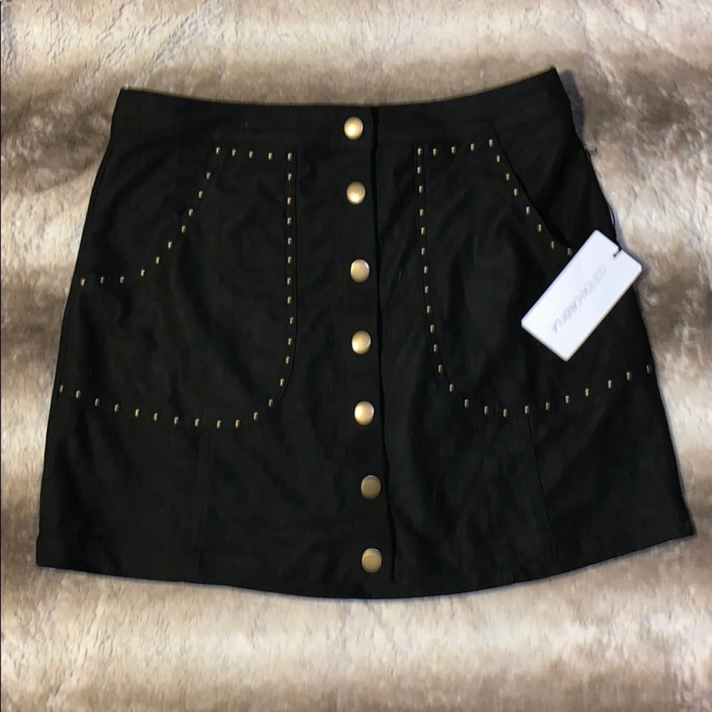 cotton candy la black suede skirt